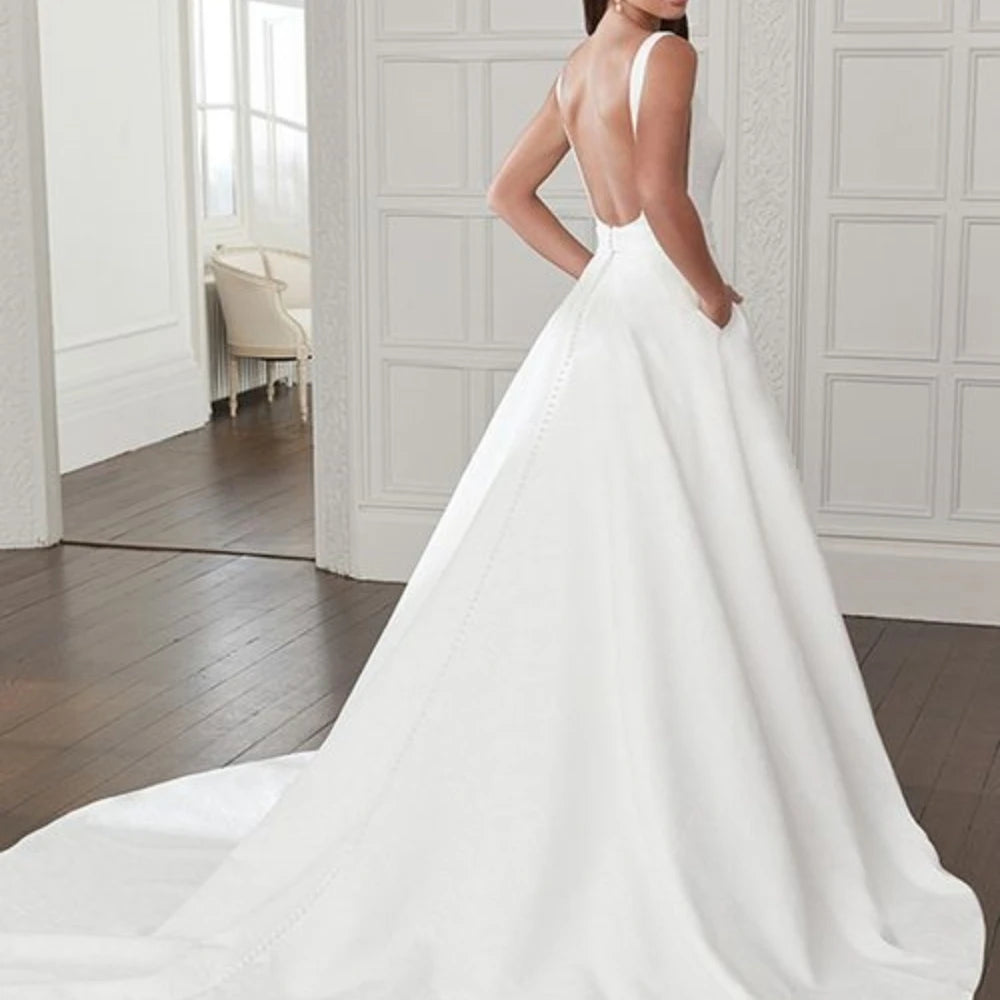 Abiti da sposa semplice Abiti da sposa Ternatore Abito da sposa Eleganti vestiti da sposa Square Vestido Pajer