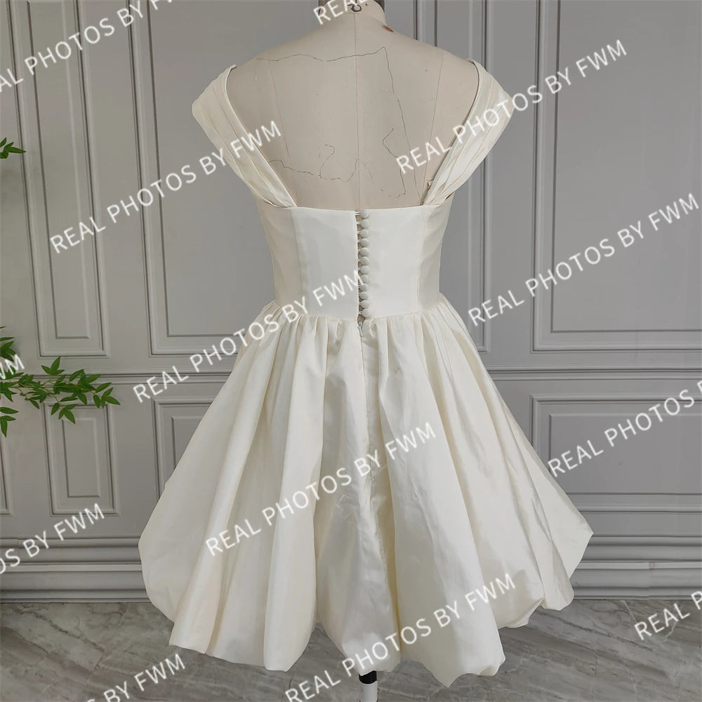 20039# Real Photos Elegant Pleat Taffeta Wedding Dress For Bride 2024 Women Evening Party Backless Bridal Gown With Corset Top