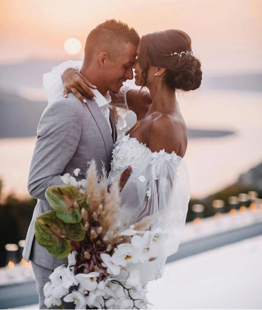 Robe de mariée en dentelle bohème avec manches longues amovibles chérie robes de mariée