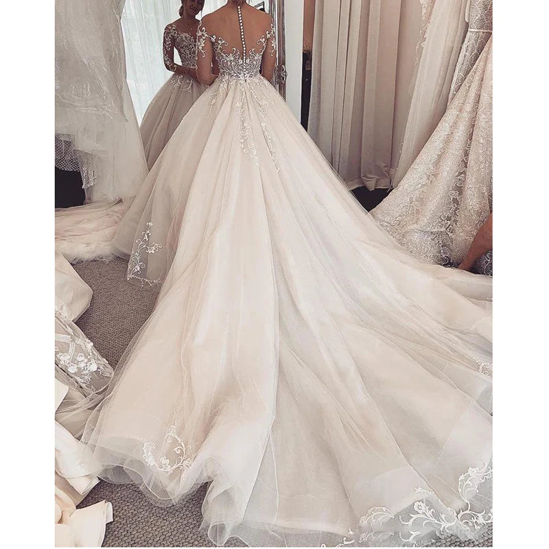 Affascinante abito da sposa in pizzo 2024 Robe de mariee Abiti da sposa a maniche lunghe a maniche lunghe