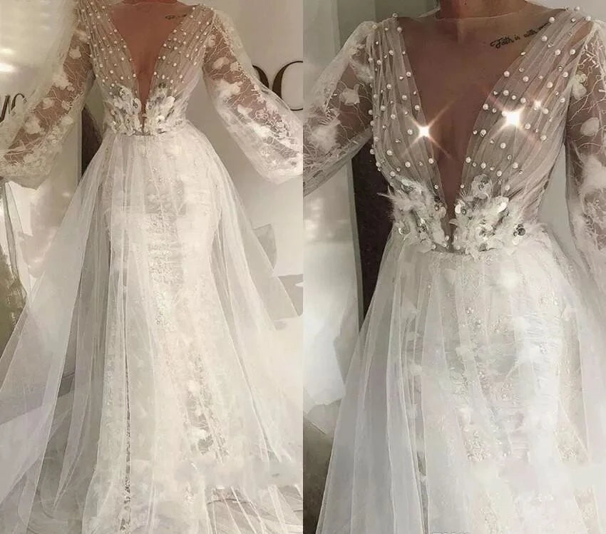 MYYBLE 2022  Boho Wedding Dress Elegant A Line Poet Long Sleeves Country Garden Formal Bride Bridal Gown Custom Made Plus Size