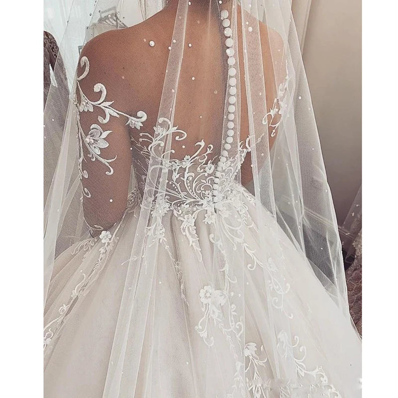 Robe de mariée en dentelle charmante 2024 robe de mariee sheer manches longues robes de mariée sur mesure