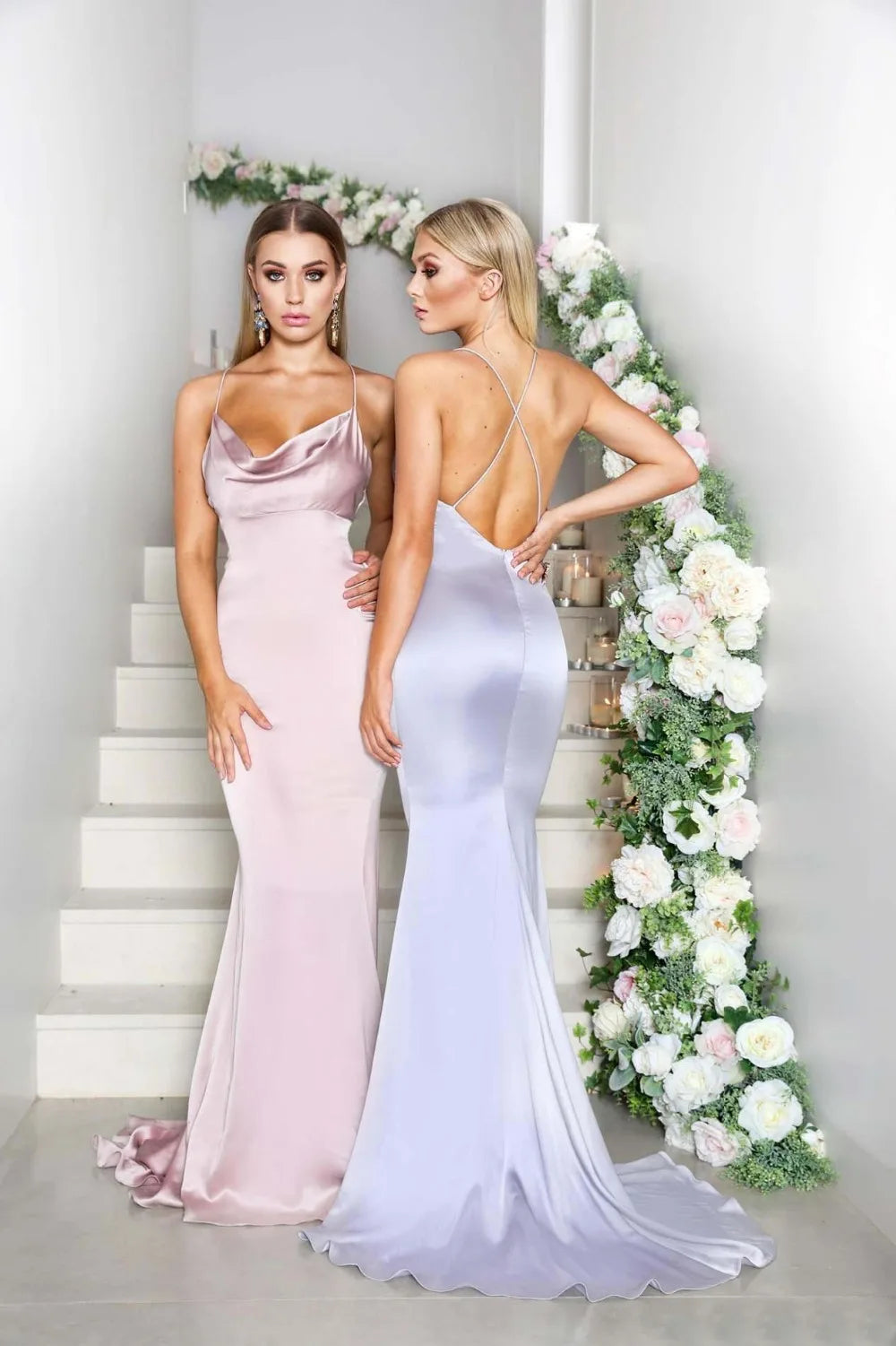 Mermaid Gown Prom Party Gown New Custom Floor-Length Scoop Elastic Satin Bridesmaid Dresses Backless Dress