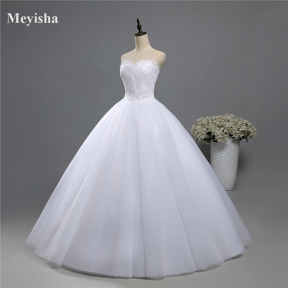 ZJ9022 Simple Wedding Dress Beads and Sequins Sweetheart  A-Line Backless Bride Gown Princess Big Skirt