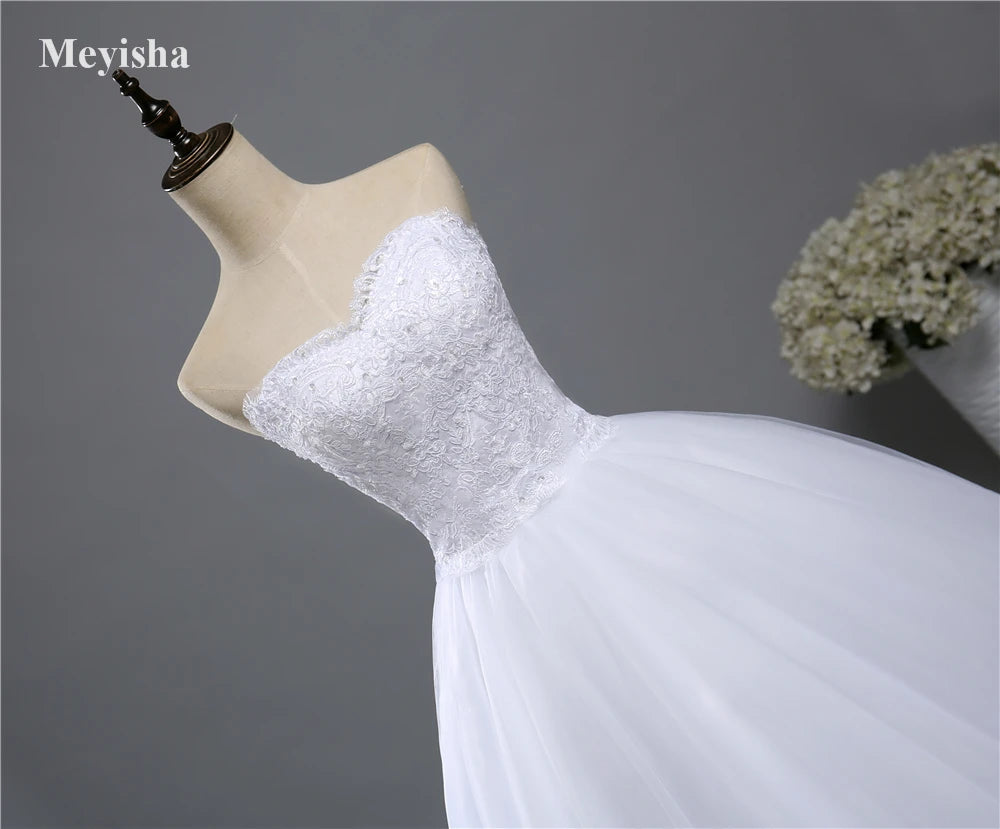 ZJ9022 Simple Wedding Dress Beads and Sequins Sweetheart  A-Line Backless Bride Gown Princess Big Skirt