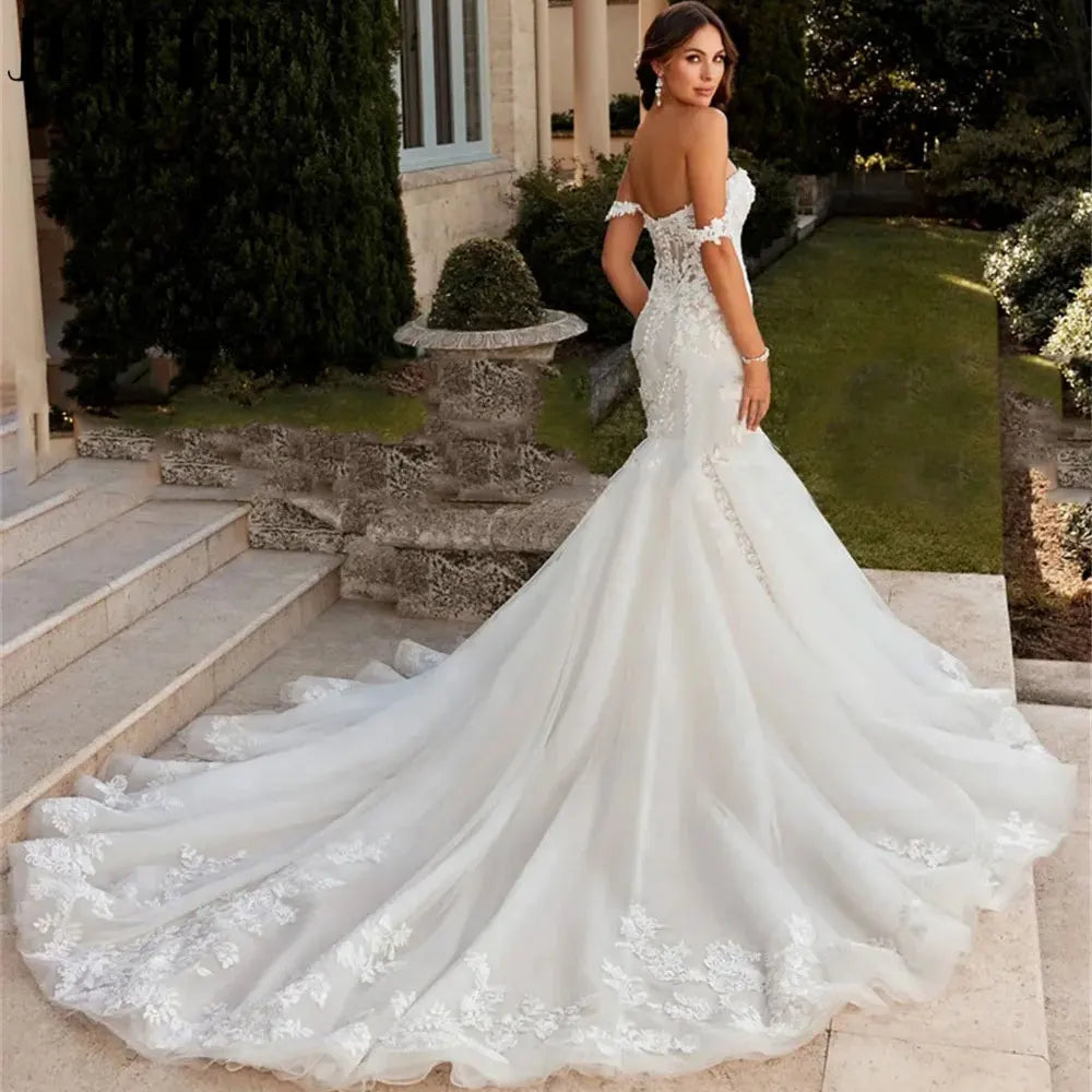 Boho Sexy Sirène chérie couche de mariée Luxury Off Bridal Bridal Boute arrière Bouton Robe de Mariée Plus taille