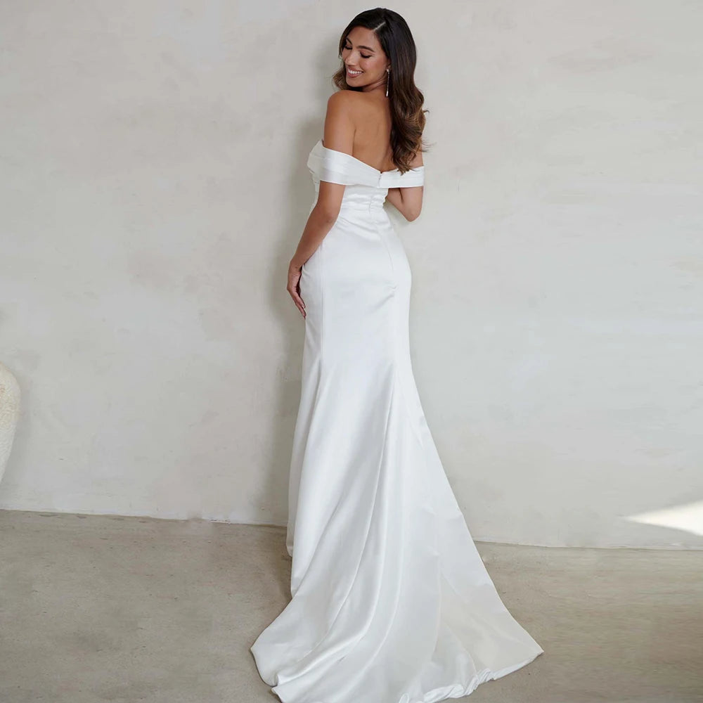 Robes de mariée sans manches simples pour les femmes de la mariée de brasserie blanche avec des vestidos divisés avant de Novia Backless 2024