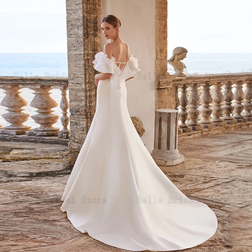 Classici abiti da sposa da spalla da spalla CACK ACCITÀ BRIDALE NASTERE CHOURE FLOORE LUNGHITÀ LUNGHETTA MERMAENA SITDOS VESTIDOS DE NOVIA