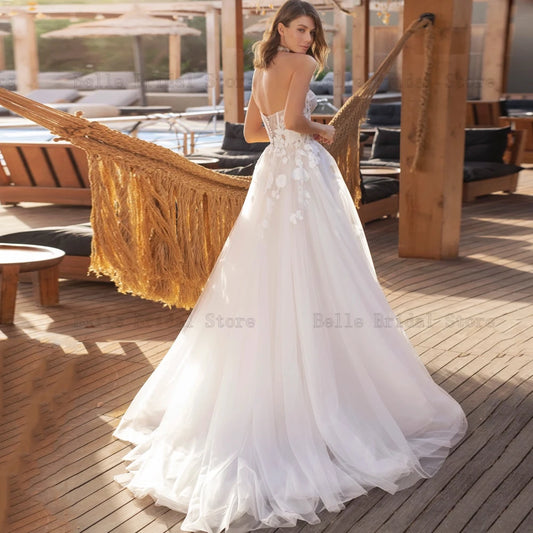 Classic Wedding Dresses Sweetheart Neck Bridal Gowns Appliques Back Button Illusion Floor Length A-Line Vestidos De Novia 2024