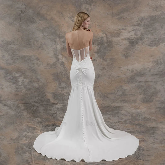 Elegant Mermaid Wedding Dresses Sweetheart Neck Sleeveless Bridal Gowns Appliques Illusion Floor Length Vestidos De Novia 2024