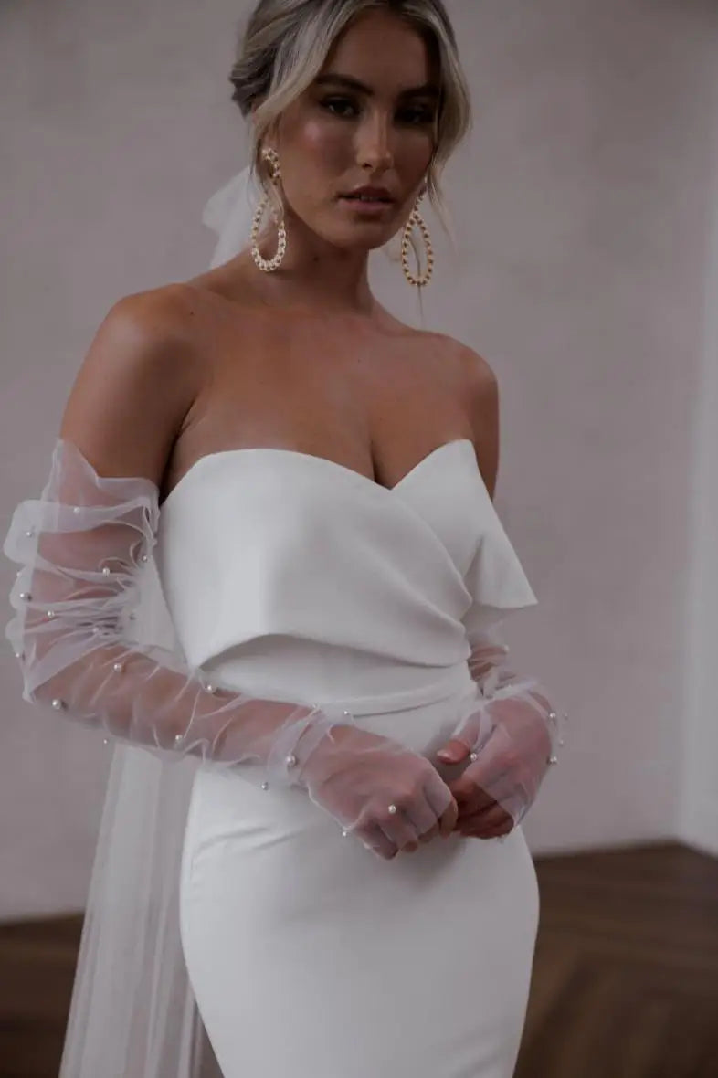 Bouton de robes de mariée simple sweettt simple / sirène avec manches détachables Boho Beach Bridal cultivé 2023