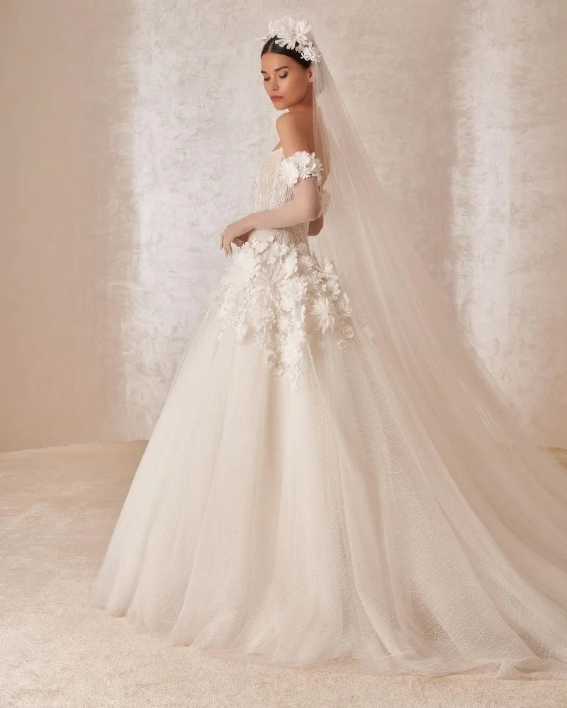 Vestidos de novi abiti da sposa a una linea senza spalline eleganti appliques in pizzo abiti da sposa primaverili per donne sexy 2024