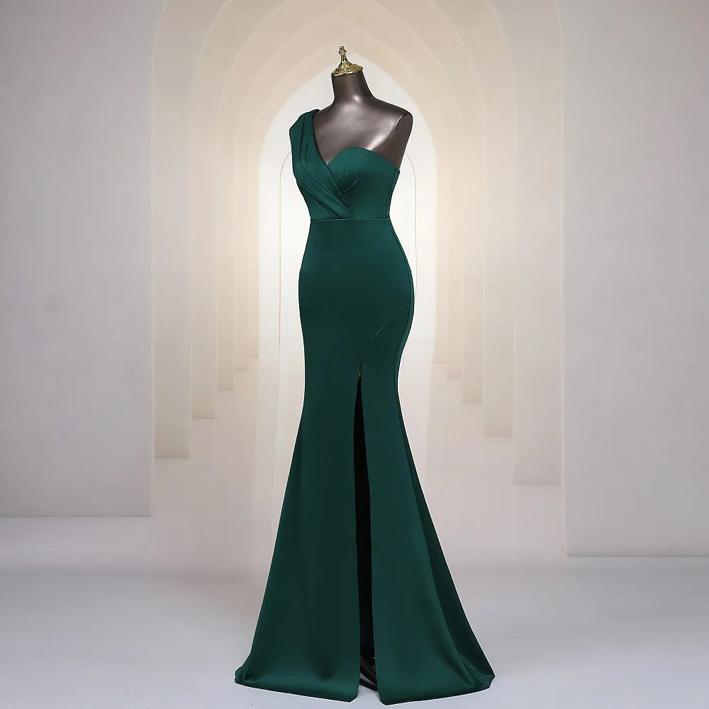 Sexy Greenone shoulder Evening Dress Mermaid Sexy Criss Cross Off Shoulder Sleeveless Women Party Dresses Prom Formal Maxi dress