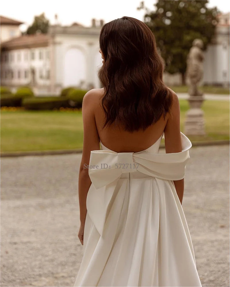 Elegant Sweetheart Neck A-Line Wedding Dresses High Split One Shoulder Sleeveless Bridal Gowns Vestidos De Noiva