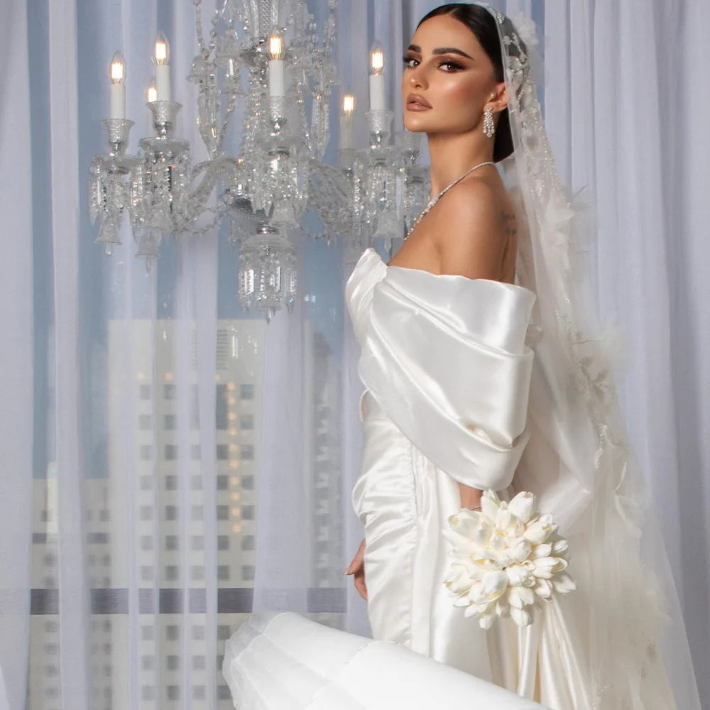 Свадебное платьe Vestidos de novia Hochzeit Kleider A-Line Elegante Weg Von Der Schulter Brautkleider Für Sexy Frauen