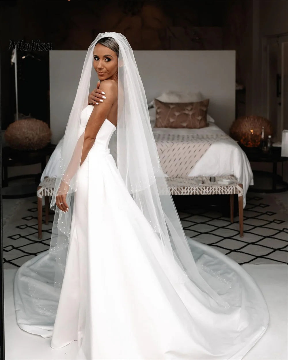 Robe de mariée sans bretelles Sans manchette de plancher