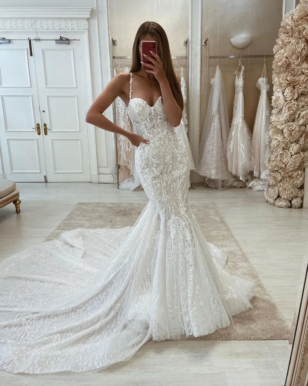 Sevintage Luxury Mermaid Wedding Dresses with Removable Train Lace Appliques Sweetheart Bridal Gowns Plus Size Wedding Dress