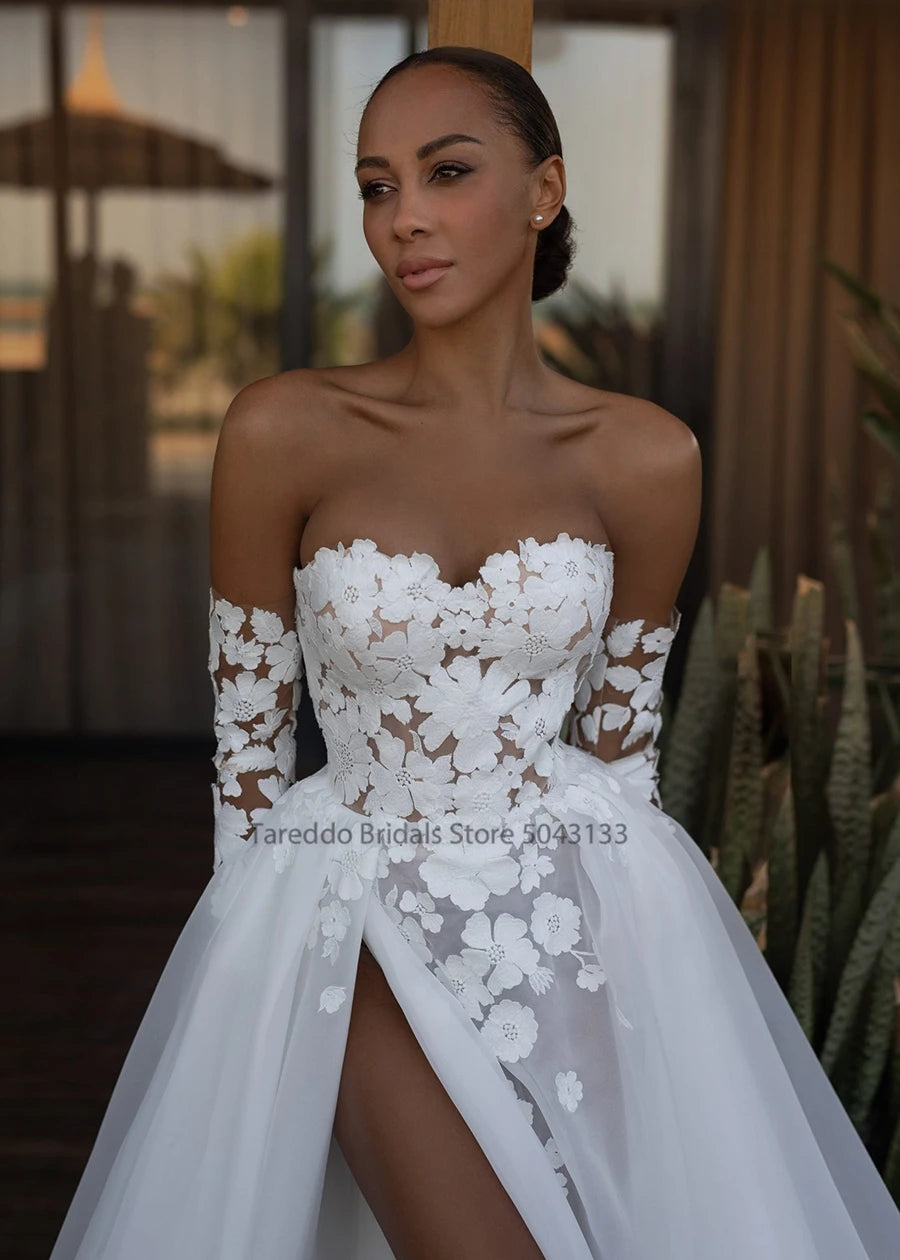 Vestidos de novia de encaje a línea alta s, necue