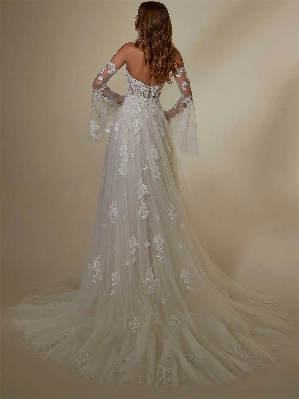 Elegante abito da sposa appliqéd boho abito da sposa grazioso abito da sposa senza spalline sposa senza sposa