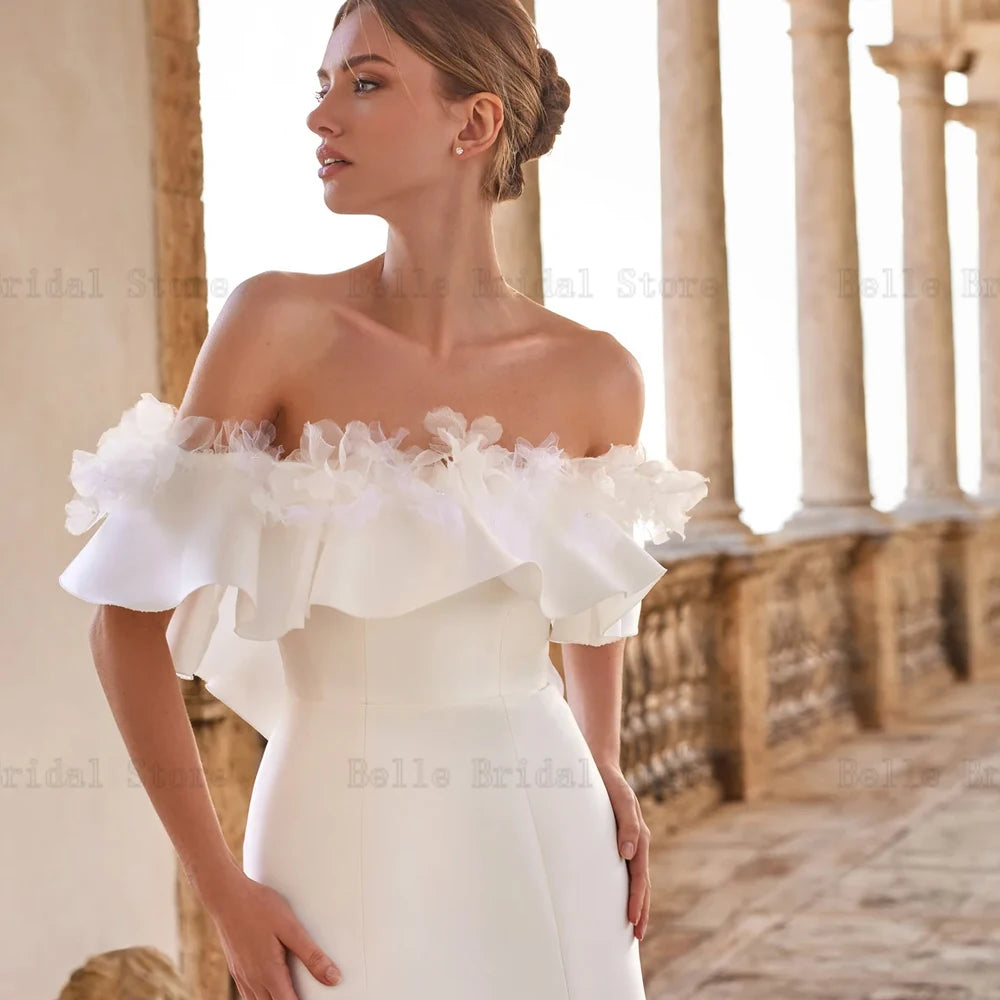 Classici abiti da sposa da spalla da spalla CACK ACCITÀ BRIDALE NASTERE CHOURE FLOORE LUNGHITÀ LUNGHETTA MERMAENA SITDOS VESTIDOS DE NOVIA