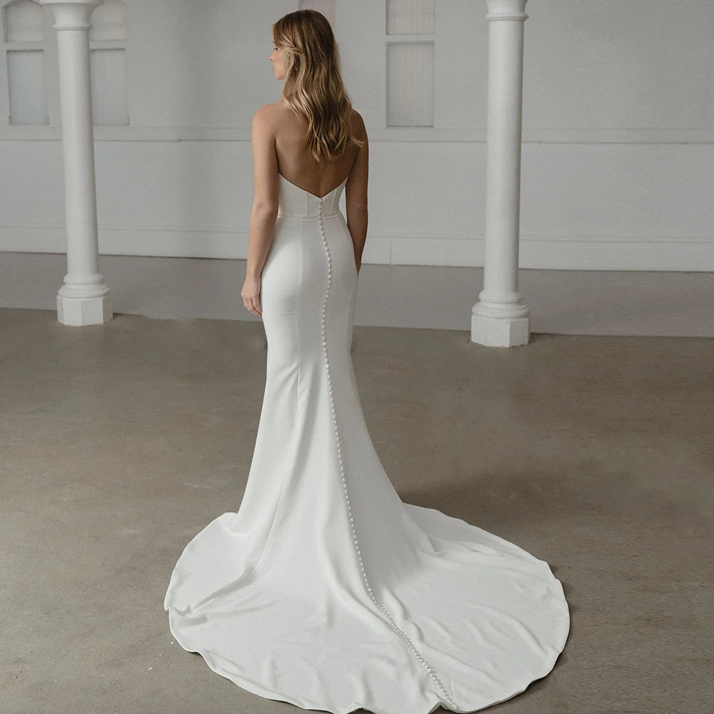 Magnifiques robes de mariée à manches longues pour femmes Strapiess Bridal Growns avec vestidos à gros arc détachable de Novia Backless 2024