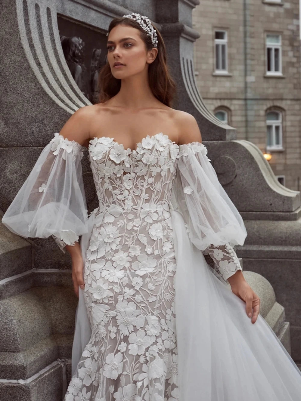 Vestido de novia de novia romántico Apliques de encaje clásico Rente de novia 2024 Elegante sirenita Long Bridal Gown Bane de Mariée