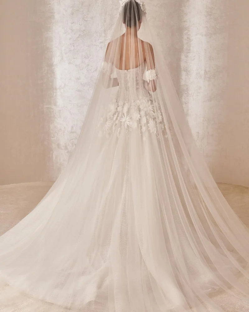 Vestidos de novi abiti da sposa a una linea senza spalline eleganti appliques in pizzo abiti da sposa primaverili per donne sexy 2024