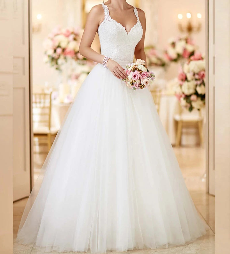 Robes de mariée en tulle de dentelle blanche 2 en 1 avec jupe détachable