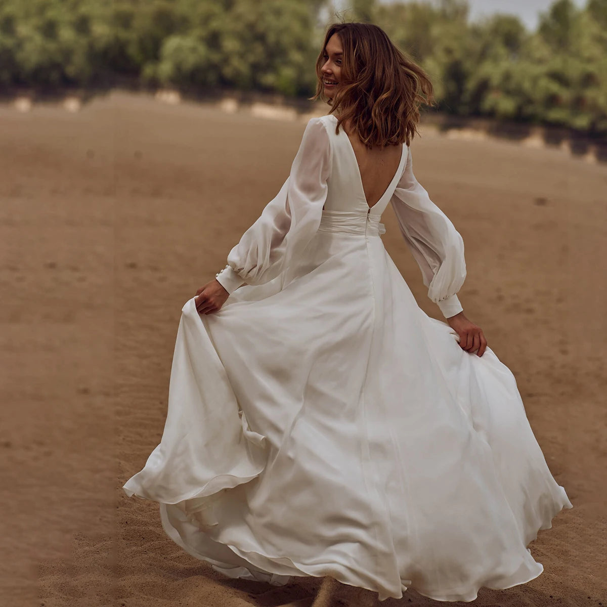 Robe de mariée en mousseline de mousseline maxi