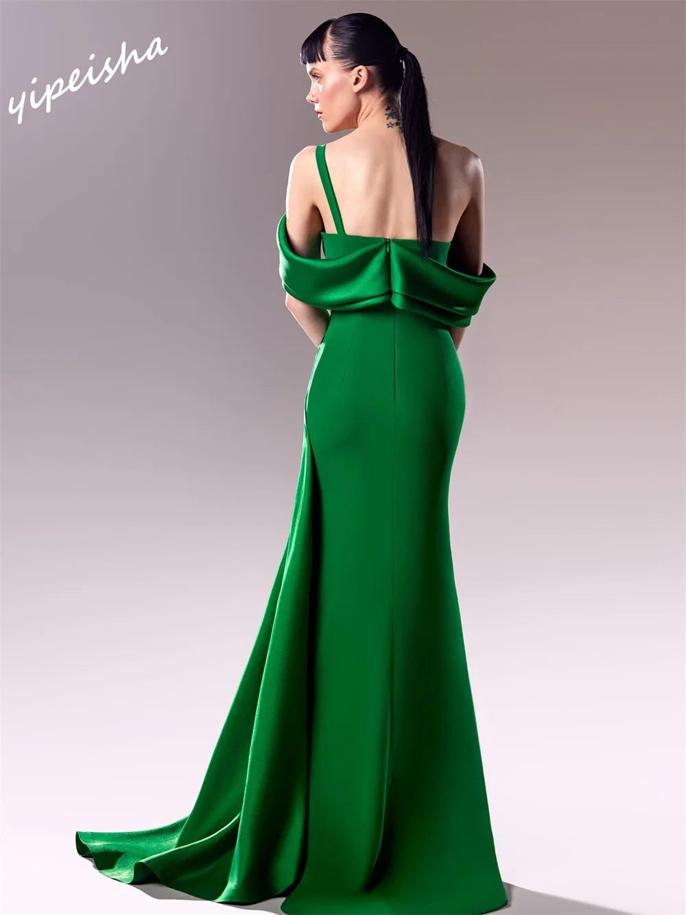 Yipeisha Ballkleid Exquisite Off-the-shoulder Meerjungfrau Bodenlange Abendkleider Drapiert Geraffte Satin Individuell