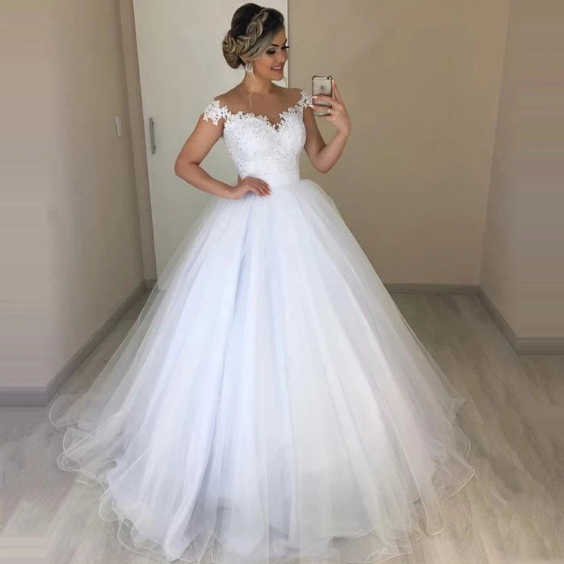 ZJ9293 White Detachable Skirt 2 in 1 Wedding Dresses Beads Lace Removable Skirt Bridal Gowns 2023