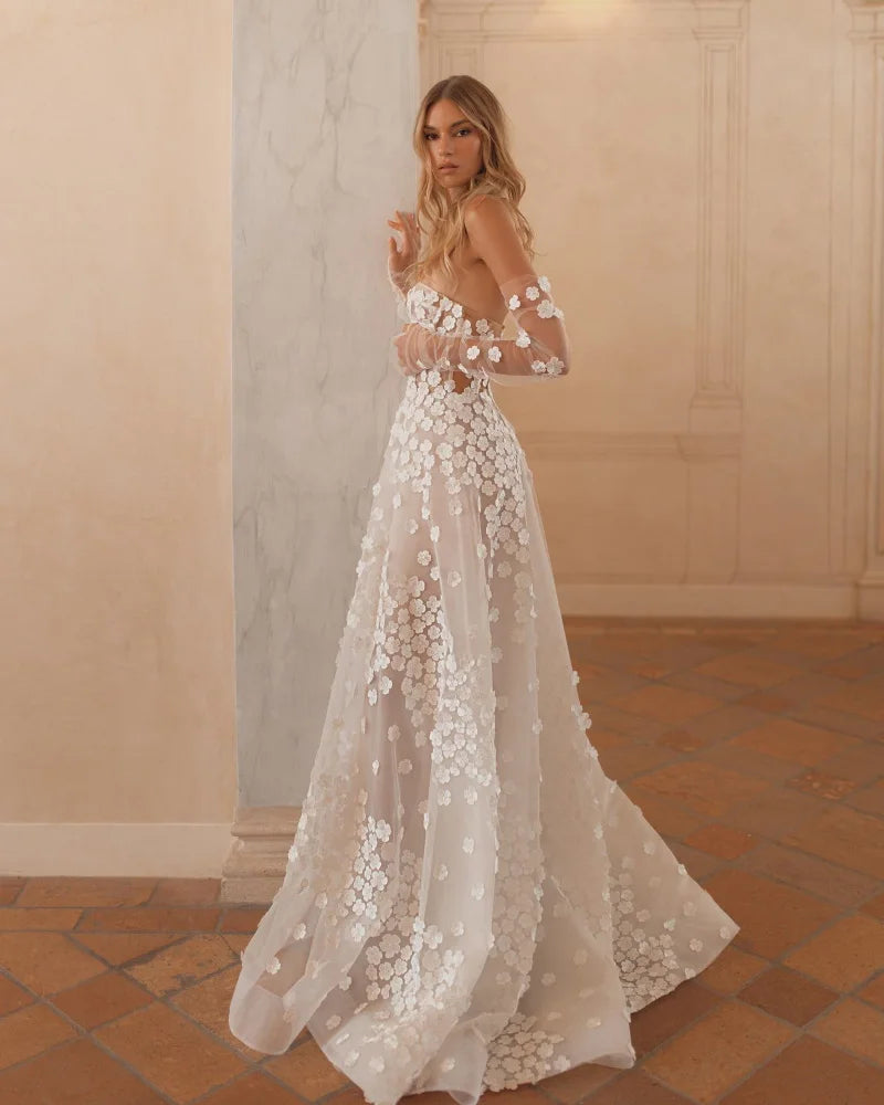 Qcenkeren Свадебное платьe Vestidos de novia Wedding Dresses  A-Line Elegant Sweetheart Appliques Bridal Gowns For Sexy Women