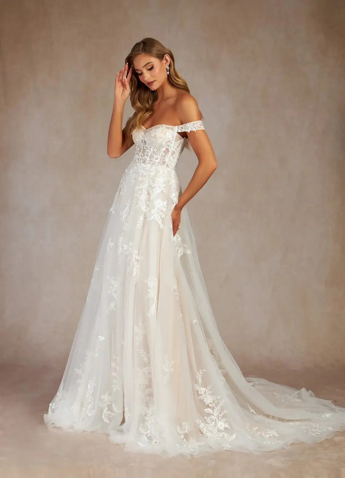 Populari abiti da sposa applique per la spalla in pizzo da spalla Sweeps Sweep Trian Made 2025 Rode de Morrie