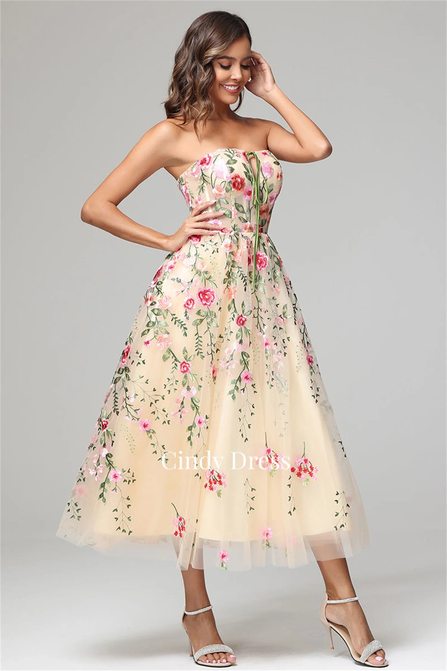 Flowers Elegant Party Dresses for Women 2024 Off the Shoulders Prom Embroidery Evening Dress Luxury Celebrity A-line Saudi