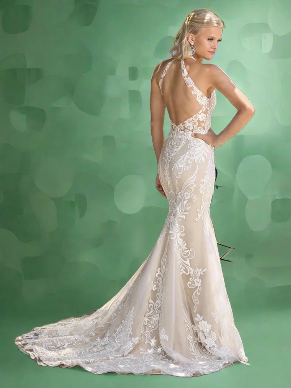 Bohemian Halter Appliques Wedding Dress Pastrol Floor-length Lace Bridal Gown Romantic Vestidos De Novia