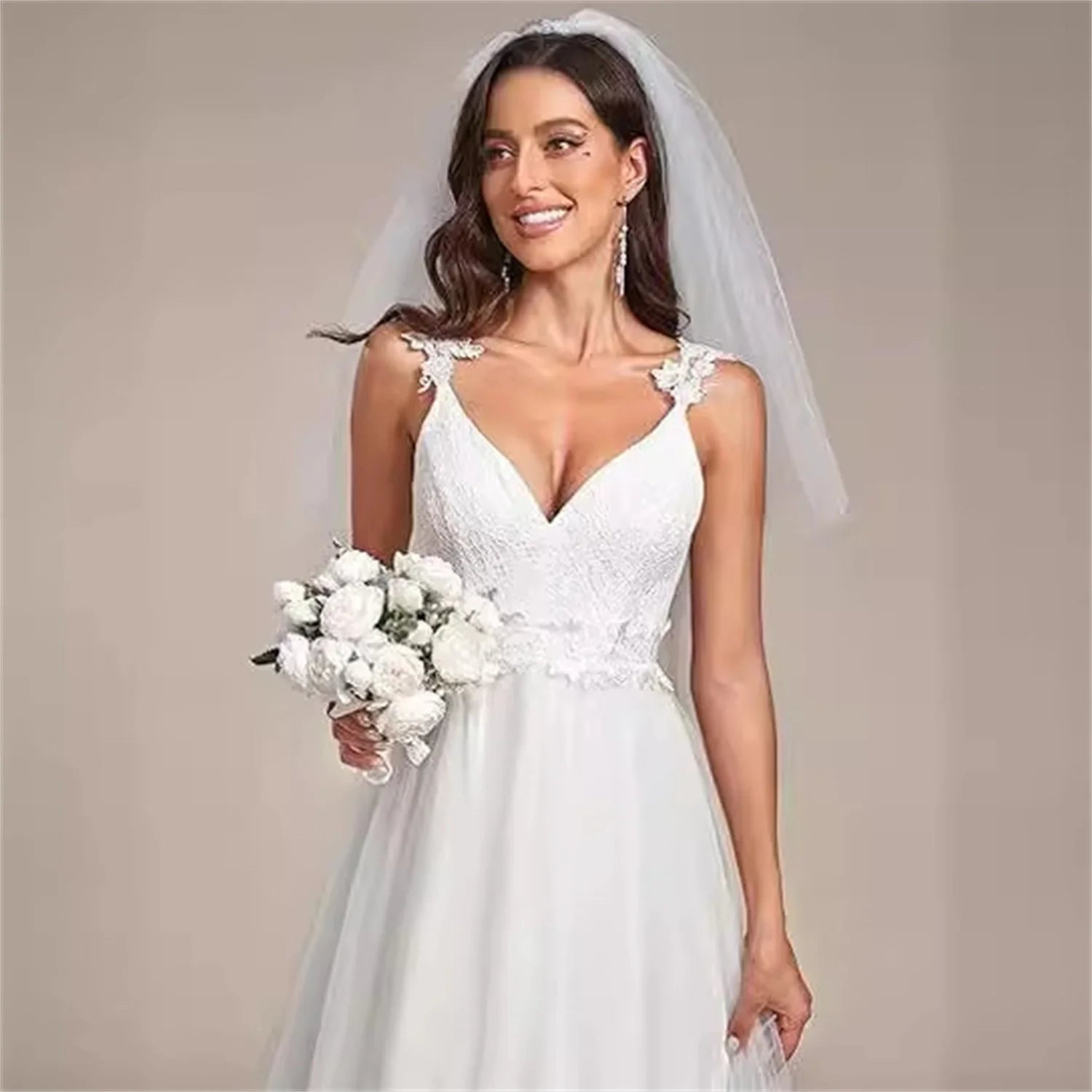 V-neck Civil Bride Dress Temperament Lace Wedding Gowns for Women 2024 Princess Wedding Dresses 2024 High Quality Woman Brides