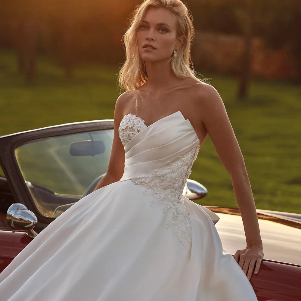 Eleganti abiti da sposa a-linea da sposa con maniche da sposa con maniche da sposa perle perle per perle lunghezza pavimento vestidos de noni 2024