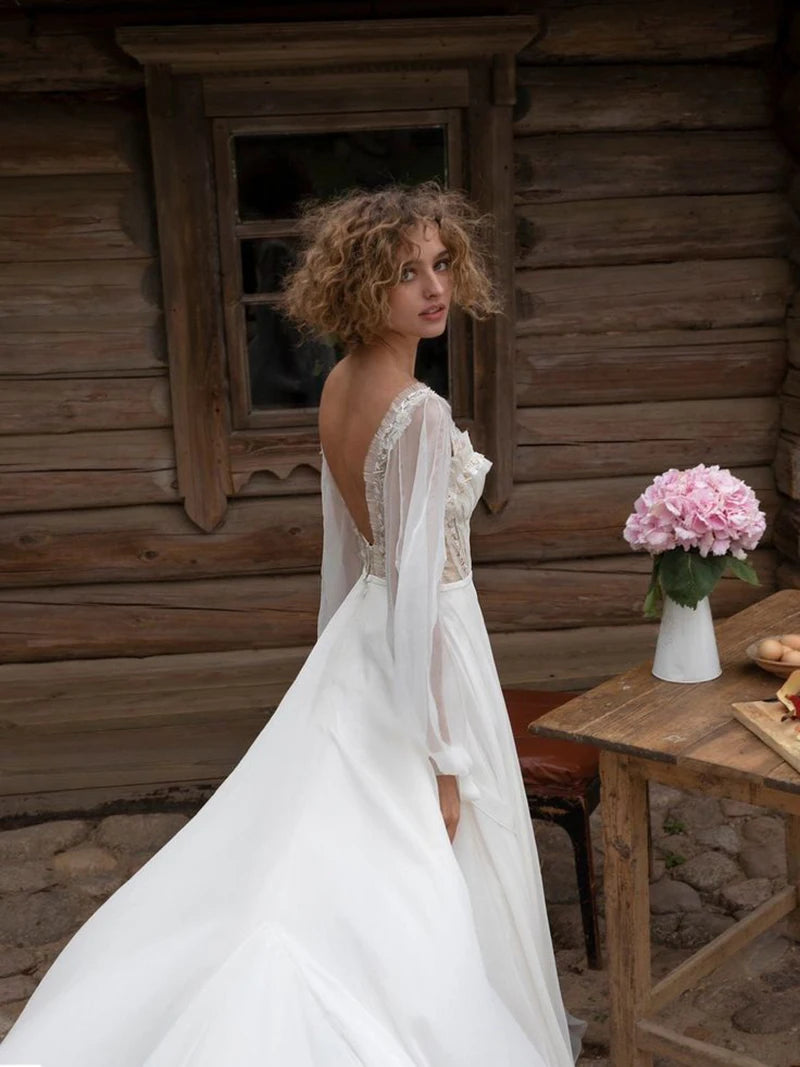 Vestidos de novia Boho de manga larga de manga boho.