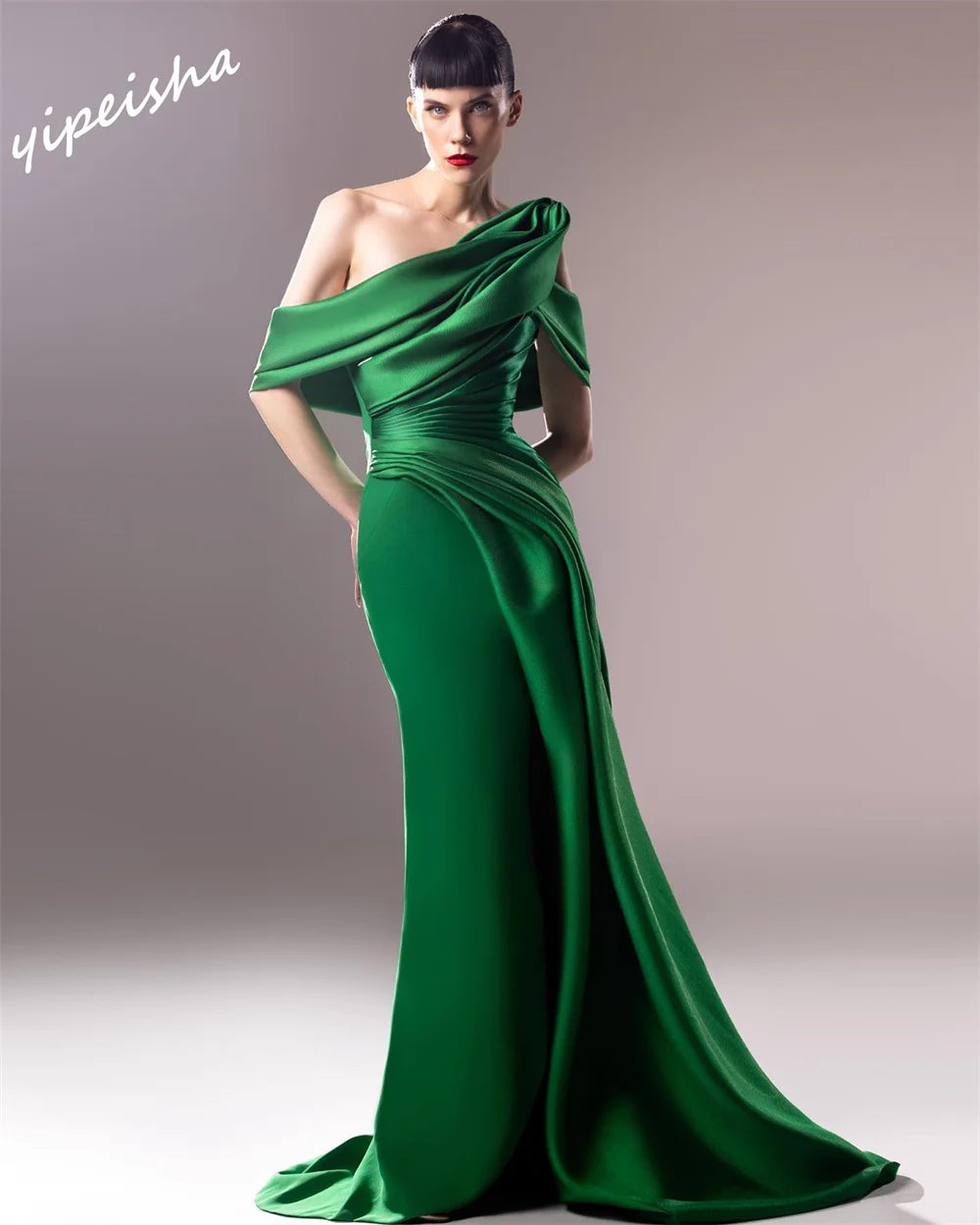 Yipeisha Prom Dress Exquisite Off-the-shoulder Mermaid Floor Length Evening Dresses 	Draped Shirred Satin Customized