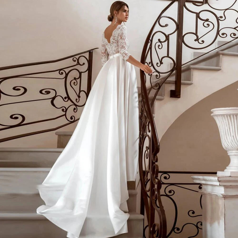 Elegant Sexy V-Neck Women Robes de mariée Mopping Longueur magnifique princesse Bridal Robes Cocktail Vestidos de Novias 2024