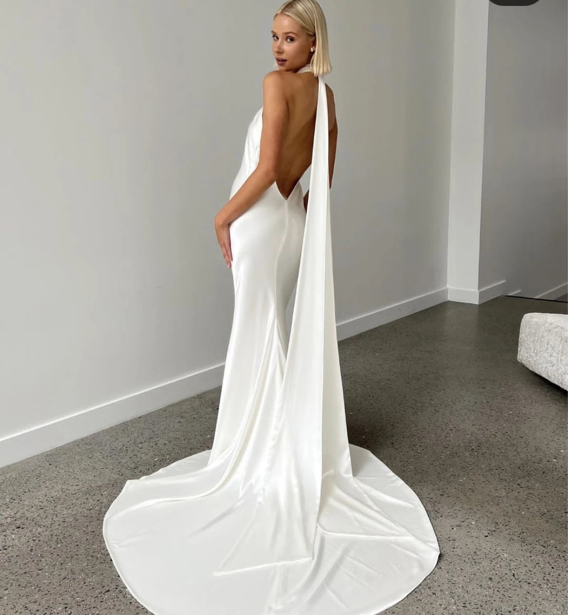 Abito da sposa in raso Hatino senza manica sirena senza schienale per le donne personalizzate per misure splendide abiti da sposa della vetta de mariee