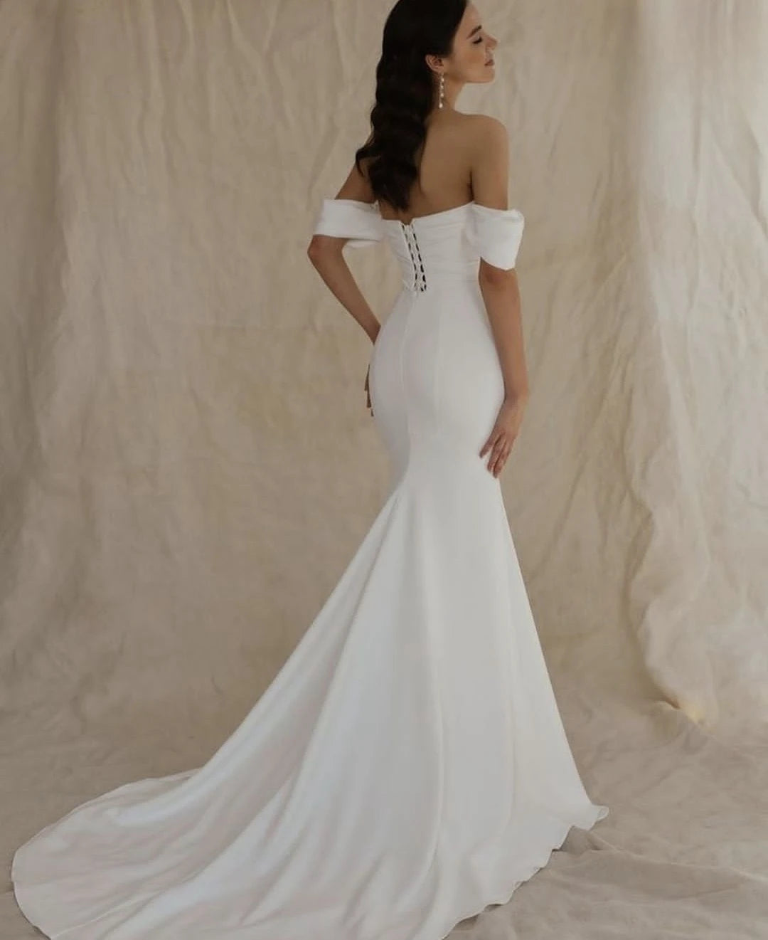 Abito da sposa sirena doganda per misure abiti da sposa eleganti maniche corte tone de mariee sbalorditivo spogliatoio