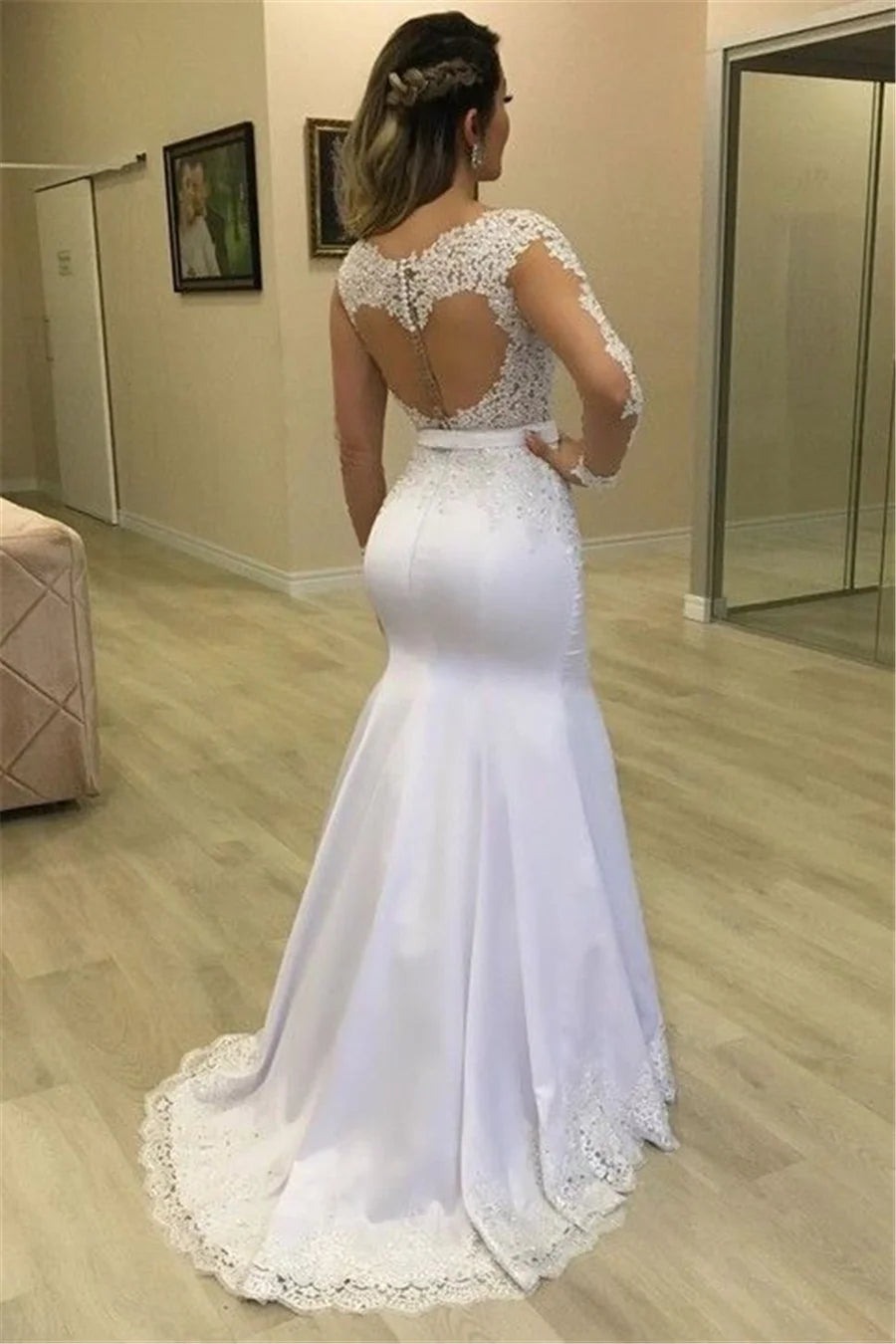 Abiti da sposa sirena a maniche lunghe a pura veste di abiti da sposa personalizzati abiti da sposa personalizzati