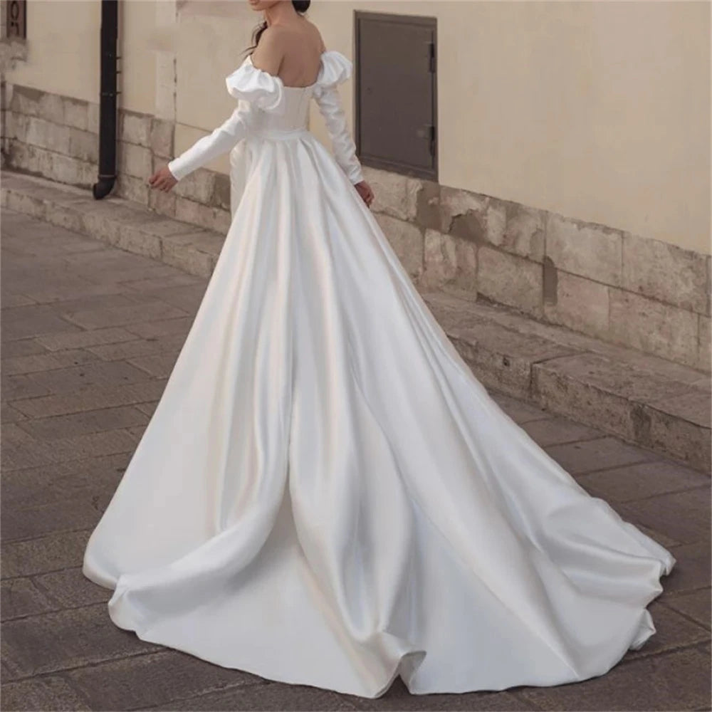 Elegant Wedding Dresses Satin Bridal Gowns Sexy Strapless Floor Length Robes For Formal Party Sheath Mermaid Vestidos De Novia