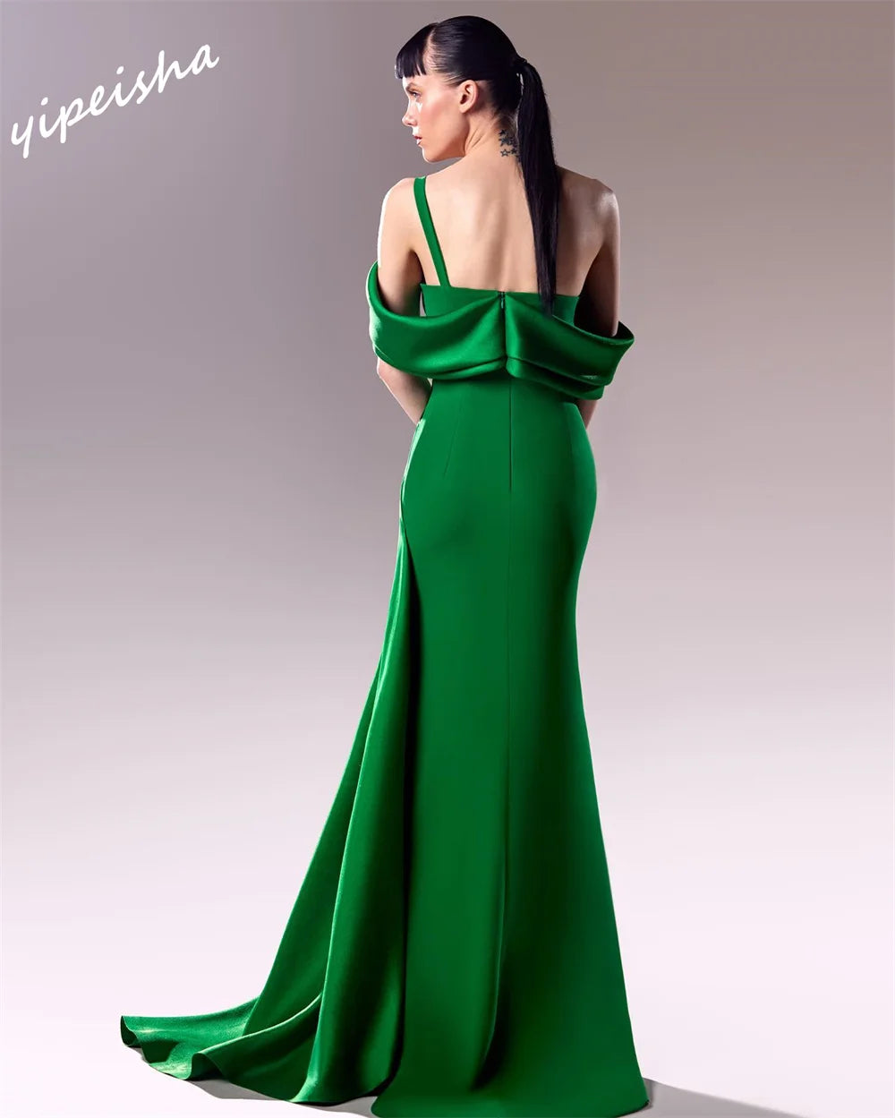 Yipeisha Ballkleid Exquisite Off-the-shoulder Meerjungfrau Bodenlange Abendkleider Drapiert Geraffte Satin Individuell