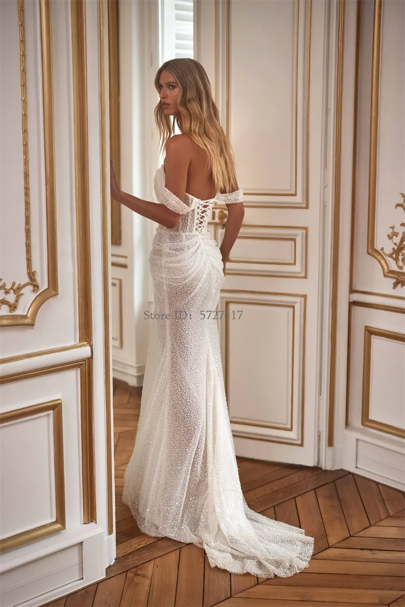 Elegant Sweetheart Neck Mermaid Wedding Dresses Off the Shoulder Sleeveless Bridal Gowns Vestido de Noiva