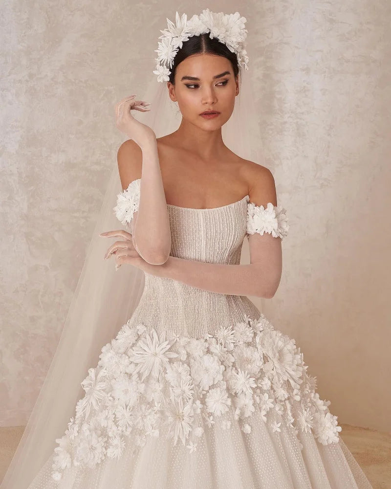 Vestidos de novi abiti da sposa a una linea senza spalline eleganti appliques in pizzo abiti da sposa primaverili per donne sexy 2024