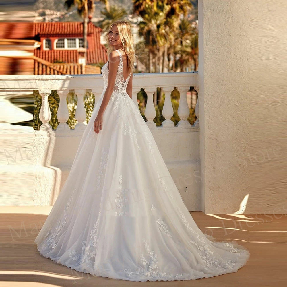 Affascinanti abiti da sposa da donna Abiti Appliques abiti da sposa a V-Neck Abiti sexy senza maniche senza maniche.