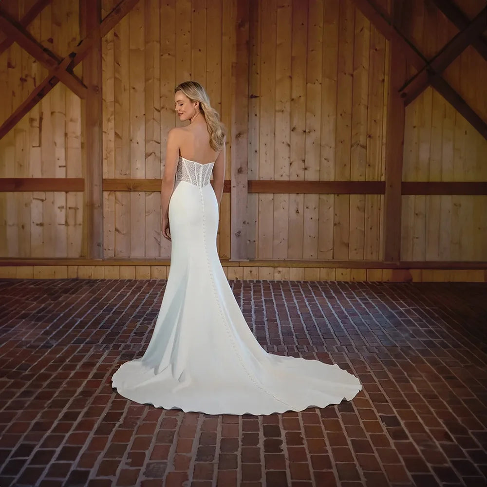 Hochzeitskleider für Frau elegante Meerjungfrau Schatz ärmellose Satin