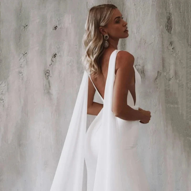 High-end Cold Shoulder Backless Bridal Mermaid Trailing Lace Wedding Dresses for Bridesmaid Party